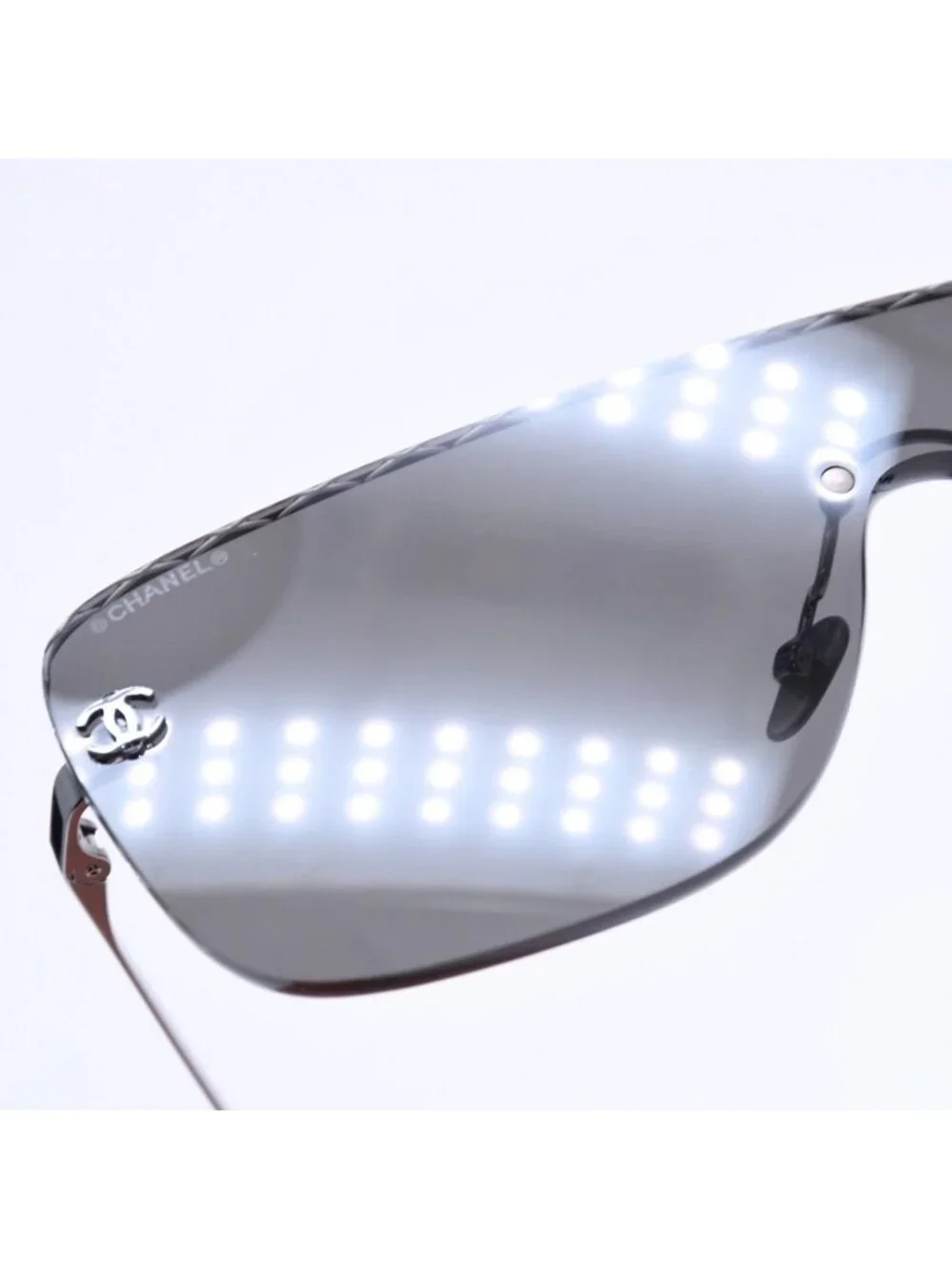 Chanel Shield Shape Sunglasses CC Logo Acetate Black Eyewear